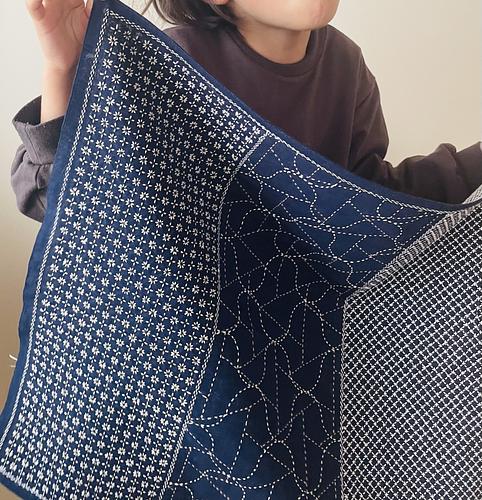 総刺し子の風呂敷（フルオーダー） by mamekoneedlework | JAPAN