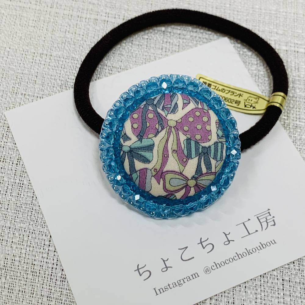 ハンドメイド ヘアゴム 刺繍 リバティ　No.1600 ハンドメイド ヘアゴム 刺繍 リバティ No.1600