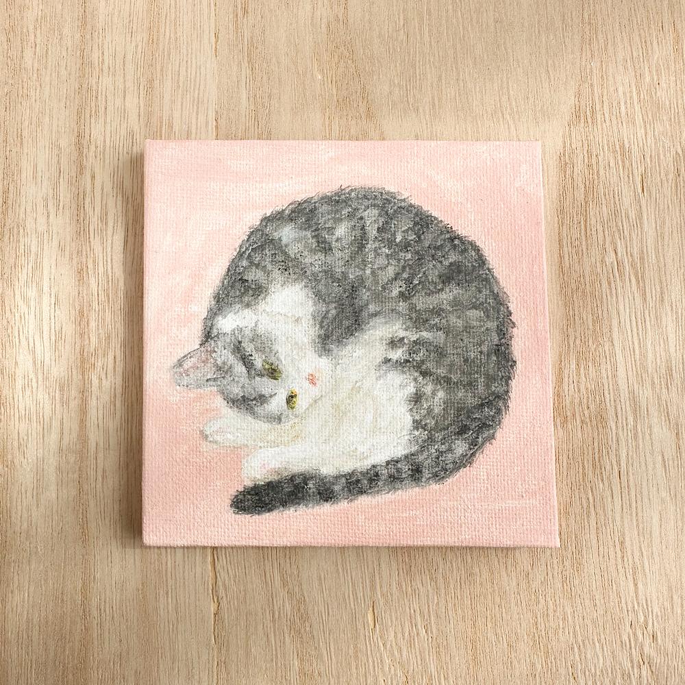 楽描屋 「猫」 絵 猫の絵 原画 アクリル絵の具 キャンバス 楽描屋 「猫」 絵 猫の絵 原画 アクリル絵の具 キャンバス（犬と