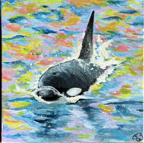 北極海』18×18cm アクリルガッシュ | Shachiru. Additional