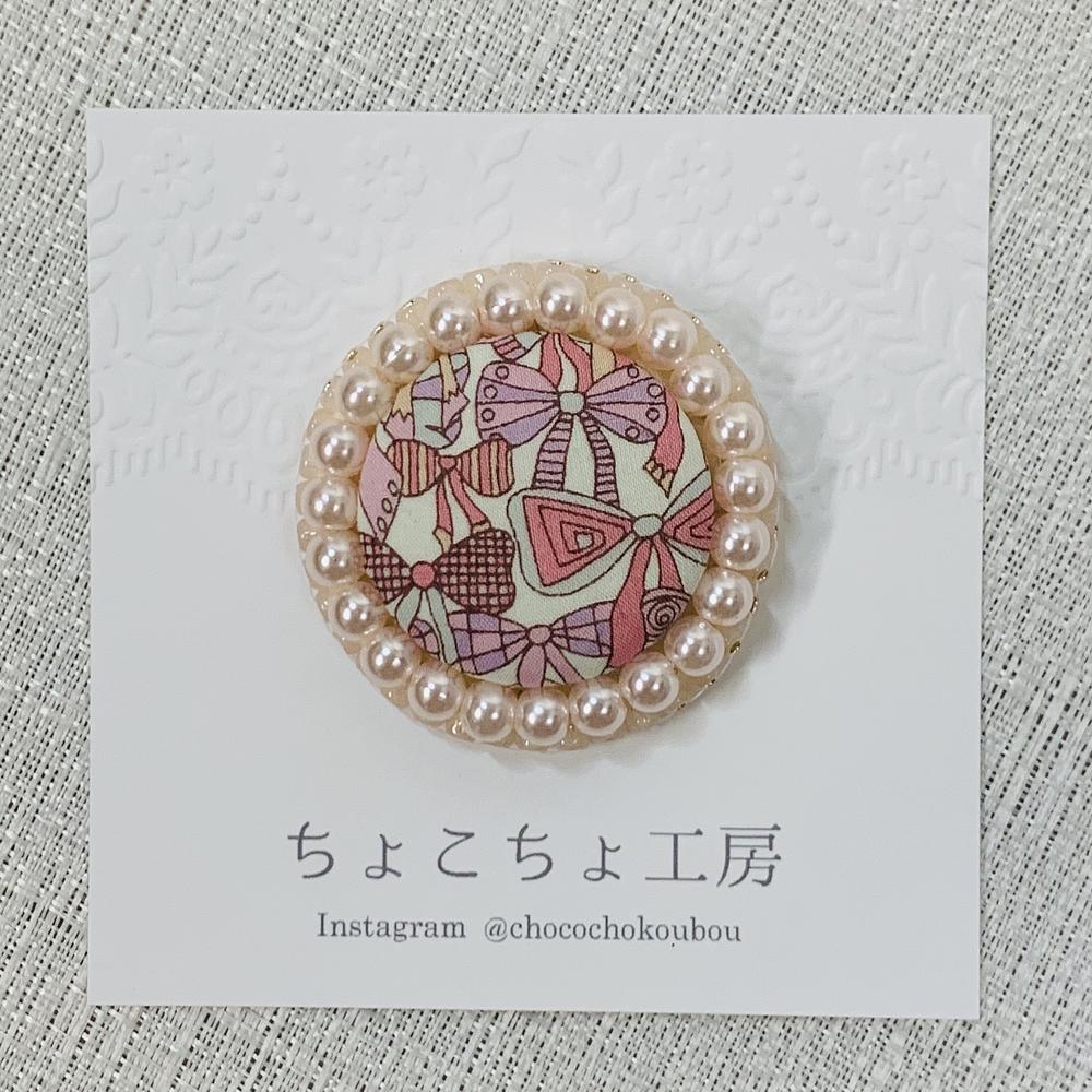 □セミオーダー□リバティ×ビーズ刺繍（ピンク×アイボリー） by ちょこ